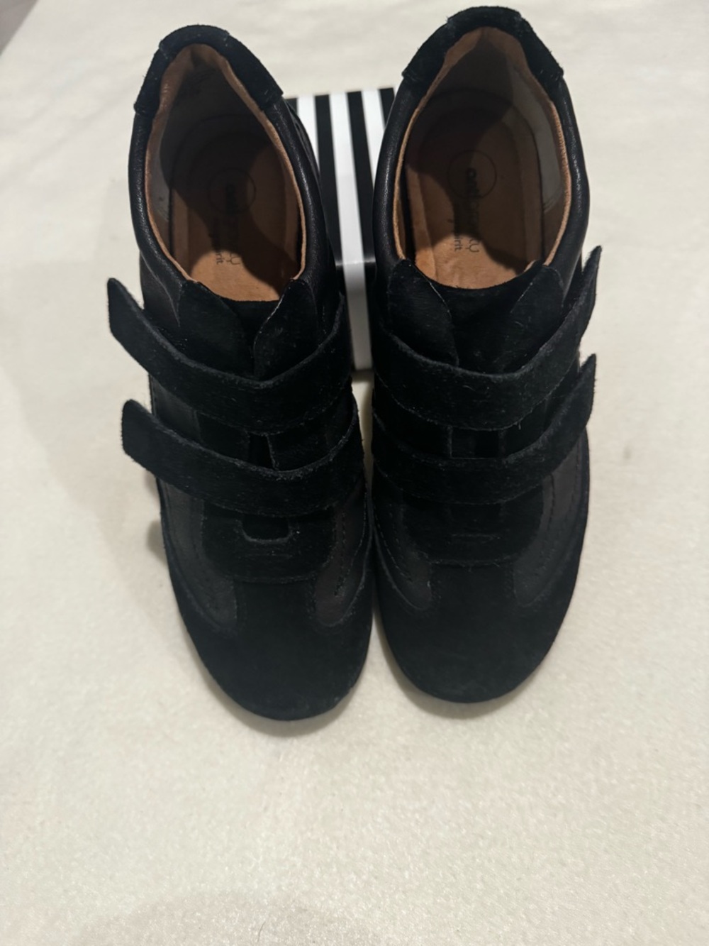 Easy Spirit Black Suede Velcro Sneaker Wedges